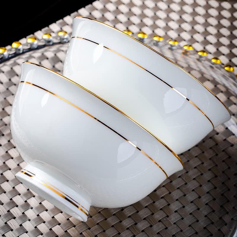 Miniatura 5 de Tazones de cerámica para sopa  Cuencos pequeños con borde dorado de 10 onzas  Porcelana de hueso premium  para helado, arroz, guarnición,
