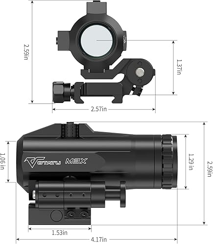 Miniatura 9 de VOTATU Lupa de punto rojo M3X, óptica de lupa de punto rojo 3X con montaje abatible a lateral, altura 35, 37, 41, viento y elevación ajustable