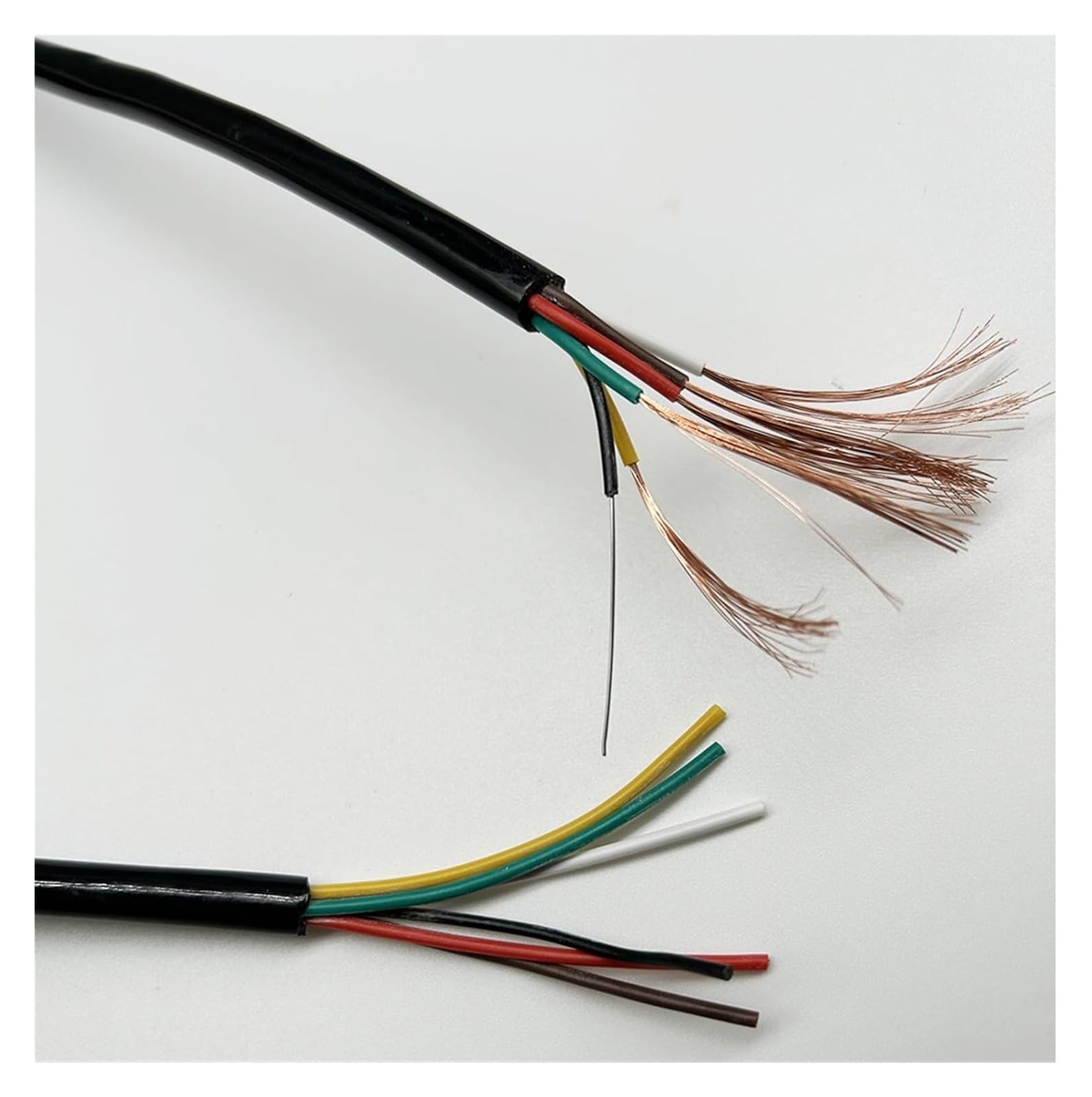 Kabel telefoniczny Przewód zasilający spiralny, elastyczny, sprężynowy, 5-żyłowy, 0,5 mm2, sprężynowy, teleskopowy, rozciągliwy, czarny(Stretch 1 meter)