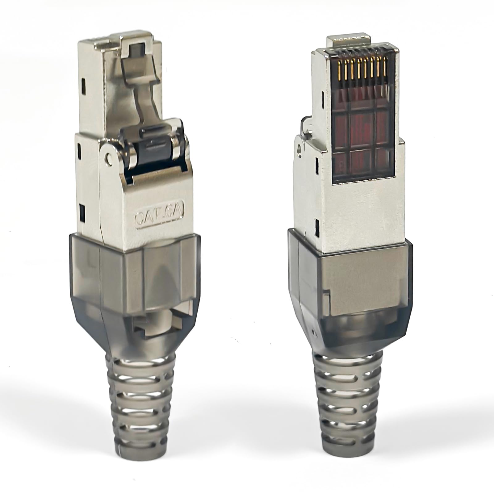 HB-DIGITAL 12x RJ45 CAT 6a Enchufe de red contactos chapados en oro Enchufe de crimpado LAN cables de instalación CAT6 CAT5 Sin herramientas Enchufe de Internet DSL sin herramientas Carcasa metálica