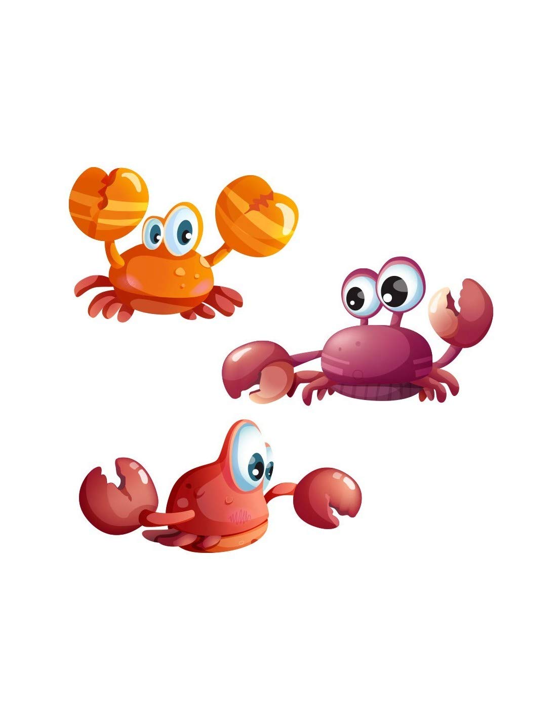 Stickers de la mer 3 crabes motif marin haute définition repositionnable 40x43cm