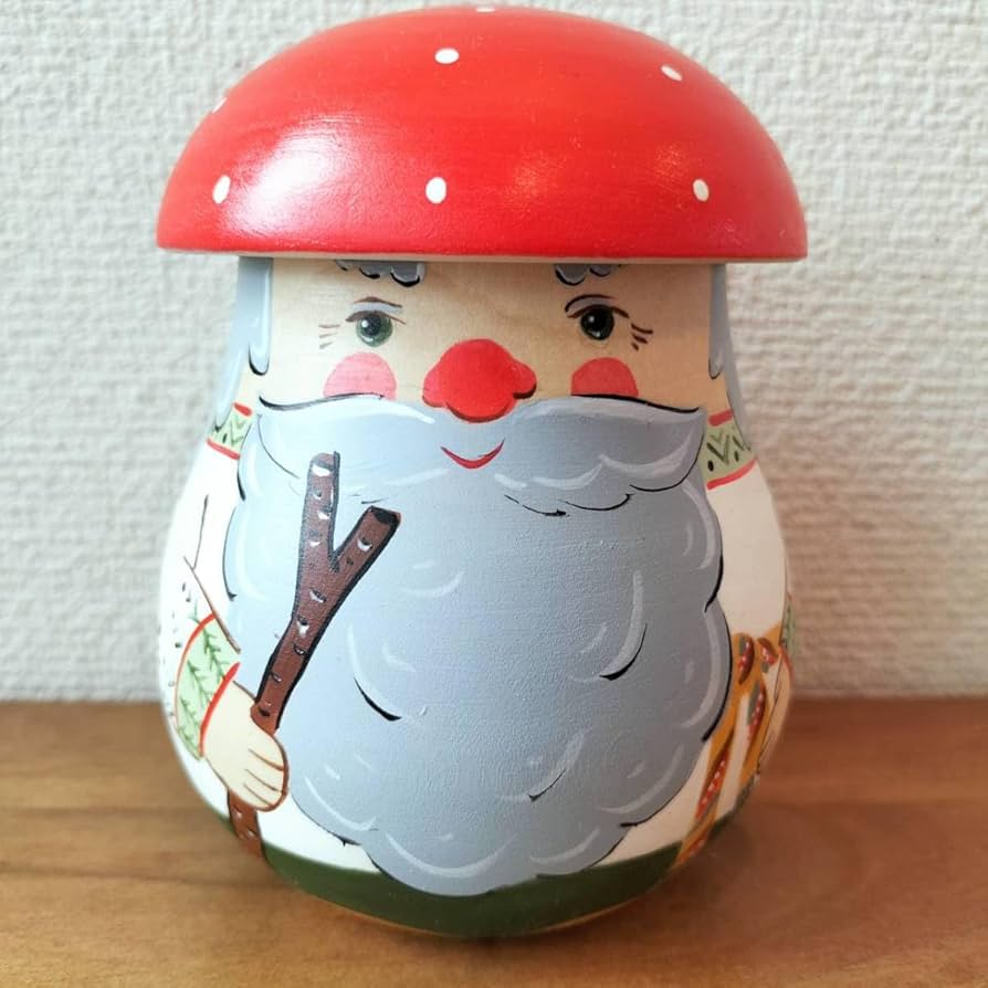 ロシア雑貨☆ウッドバーニング ロシアのフクロウ秋キノコ