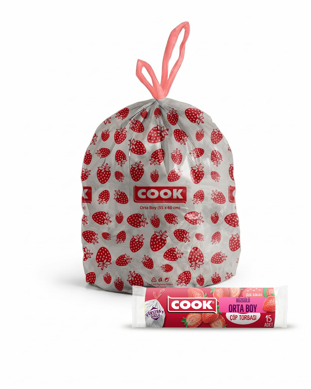 Cook Büzgülü Kokulu Orta Boy Çöp Torbası (Çilek)