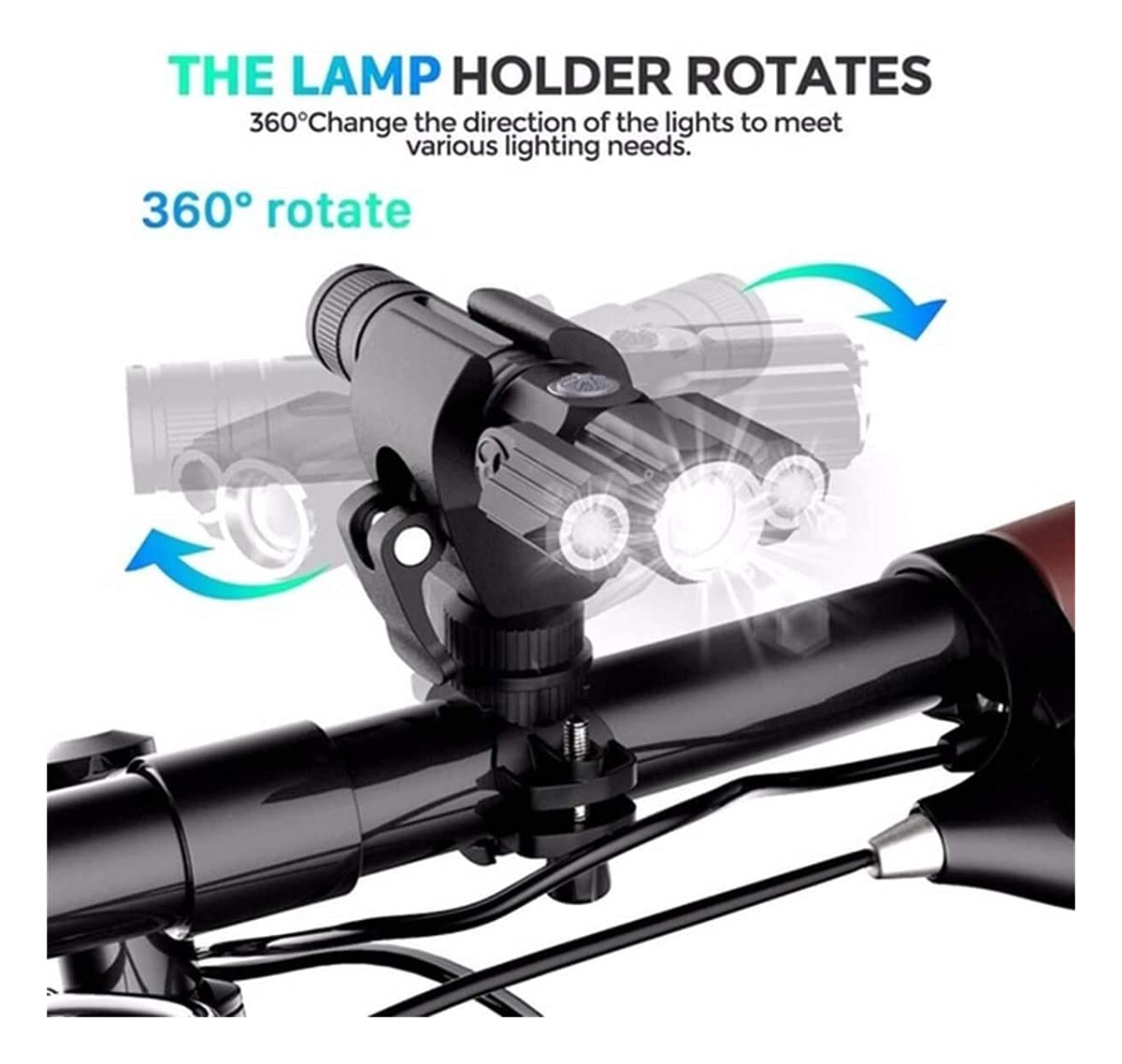 Conjunto de luz de bicicleta, luces de ciclo 4 modos 3 luces frontales LED y conjuntos de espalda 2200mAh USB Luces de bicicletas recargables USB Faros impermeables Se adapta a todas las bicicletas