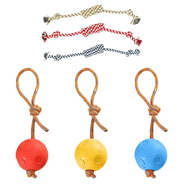 CWPFVQA Paquete De 3 Pelotas para La Dentición, 3 Piezas De Nudos para Morder, Juguetes para Tirar para Perros