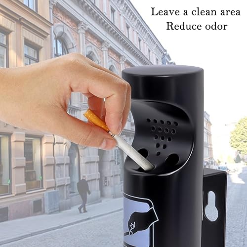 Miniatura 10 de Receptáculo de tope de cigarrillo de acero inoxidable montado en la pared (plata, 1 unidad)