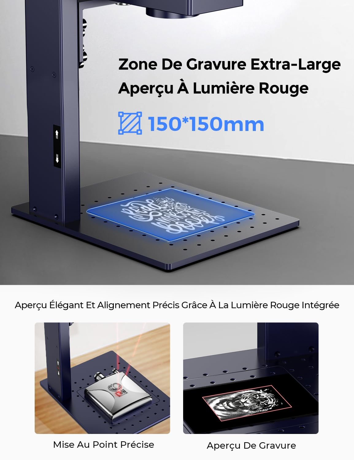 GWEIKE G2 Max 50W Graveur Laser à Fibre, Machine de Gravure Laser à Fibre Portable, avec Gravure 3D & en Profondeur, Compatible avec Découpe Laser à Fibre LightBurn pour Bijoux, Métal, Cuir