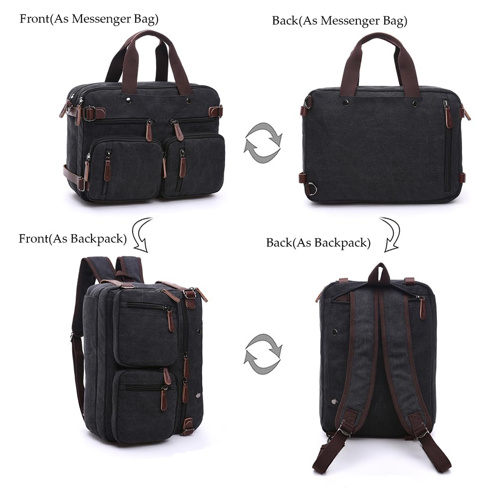 Saddhu Borsa a tracolla per computer portatile, 3 in 1, convertibile, borsa a tracolla per lavoro e lavoro