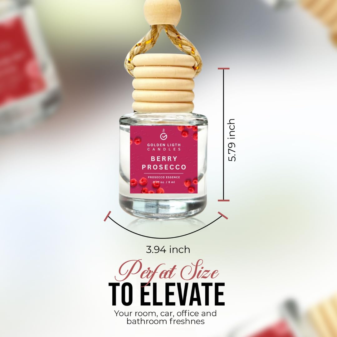 Berry Prosecco Car Scent Hanging Air Freshener (Pack of 2) | Cute Car Fragrance Oil Diffuser | Holiday Edition | Made in USA | Buy 2+ and Save 33%