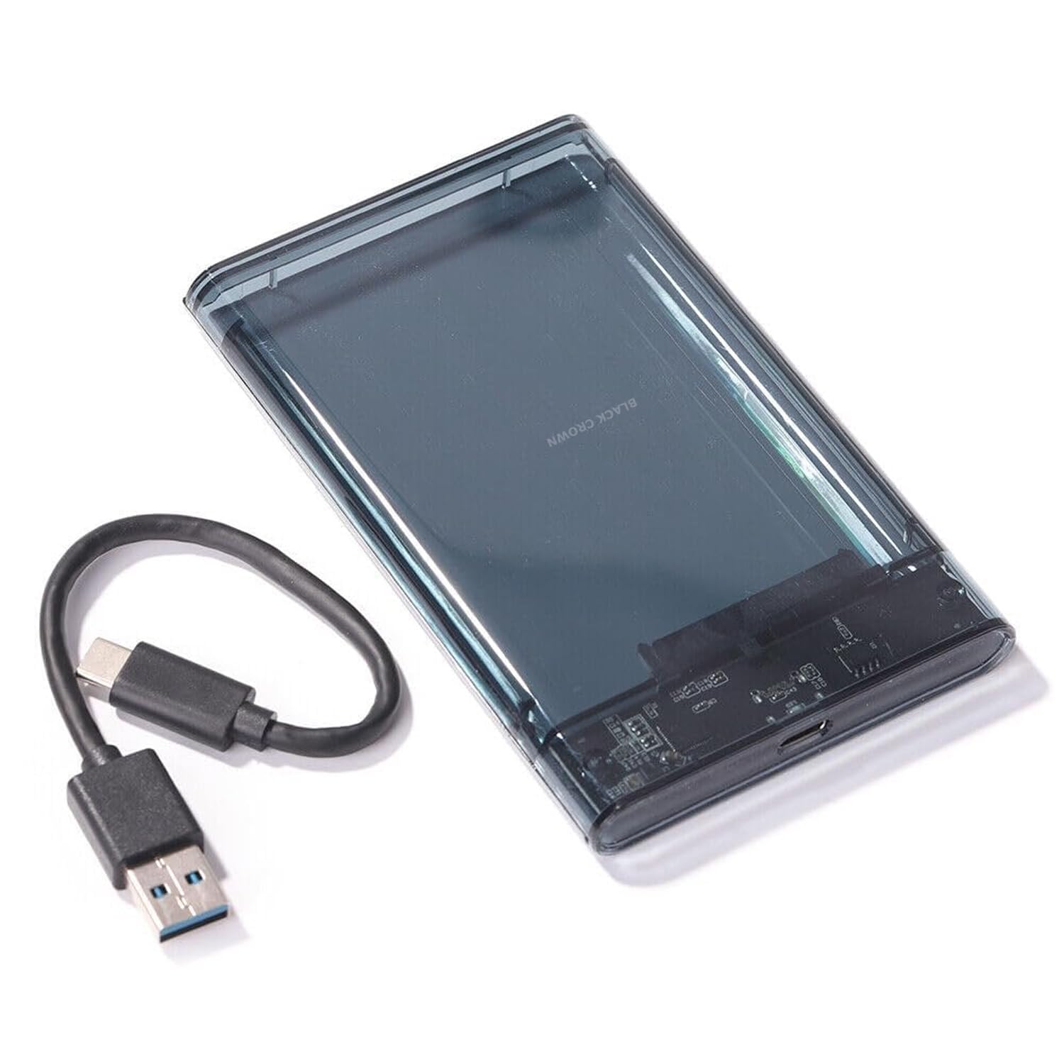 BLACK CROWN 2.5 Inch External Hard Drive Enclosure USB C 3.1 to SATA 5Gbps UASP Transparent Hard Disk Case 7/9.5mm HDD SSD Tool Free Compatible with PC TV (Black Transparent).-image-46