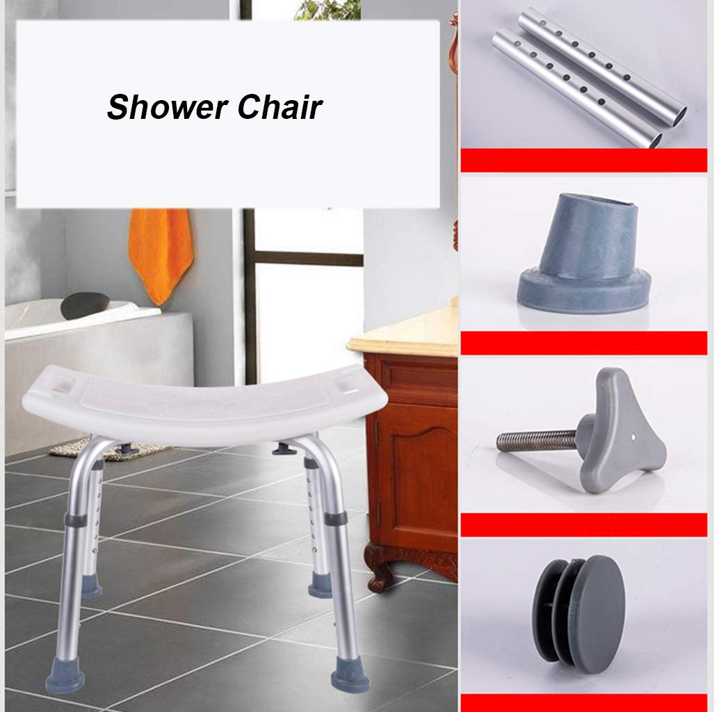 Ergonómico Asiento de Ducha Mujer Embarazada Taburete de baño Ajustable en 6 Alturas Antideslizante Banco de Ducha Marco de Aluminio Ancho para Ancianos y discapacitados Ayuda de baño