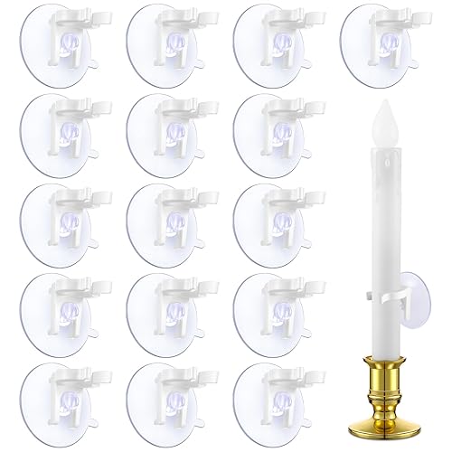 16 Pieces Window Candle Holder Clamps Candle Suction Cups Holder
