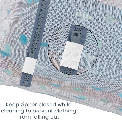 Image of Kuber Industries Set of 9 Polyester Mesh Laundry Bag with Zip | Reusable Washing Bags for Washing Machine | Ideal for Delicate Fabrics, Lingerie & Shoes Protection | YZ-8-1 | Cactus Print - White