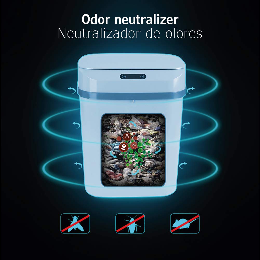 Cubo de Basura con Sensor Automático · Papelera Inteligente de 13 Litros para Cocina, Dormitorio, Baño y Oficina · Color Gris