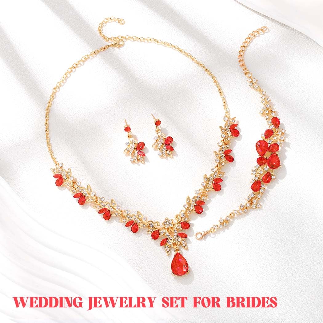 Sixexey Set di gioielli da sposa in cristallo con strass per il collo, accessori per le donne