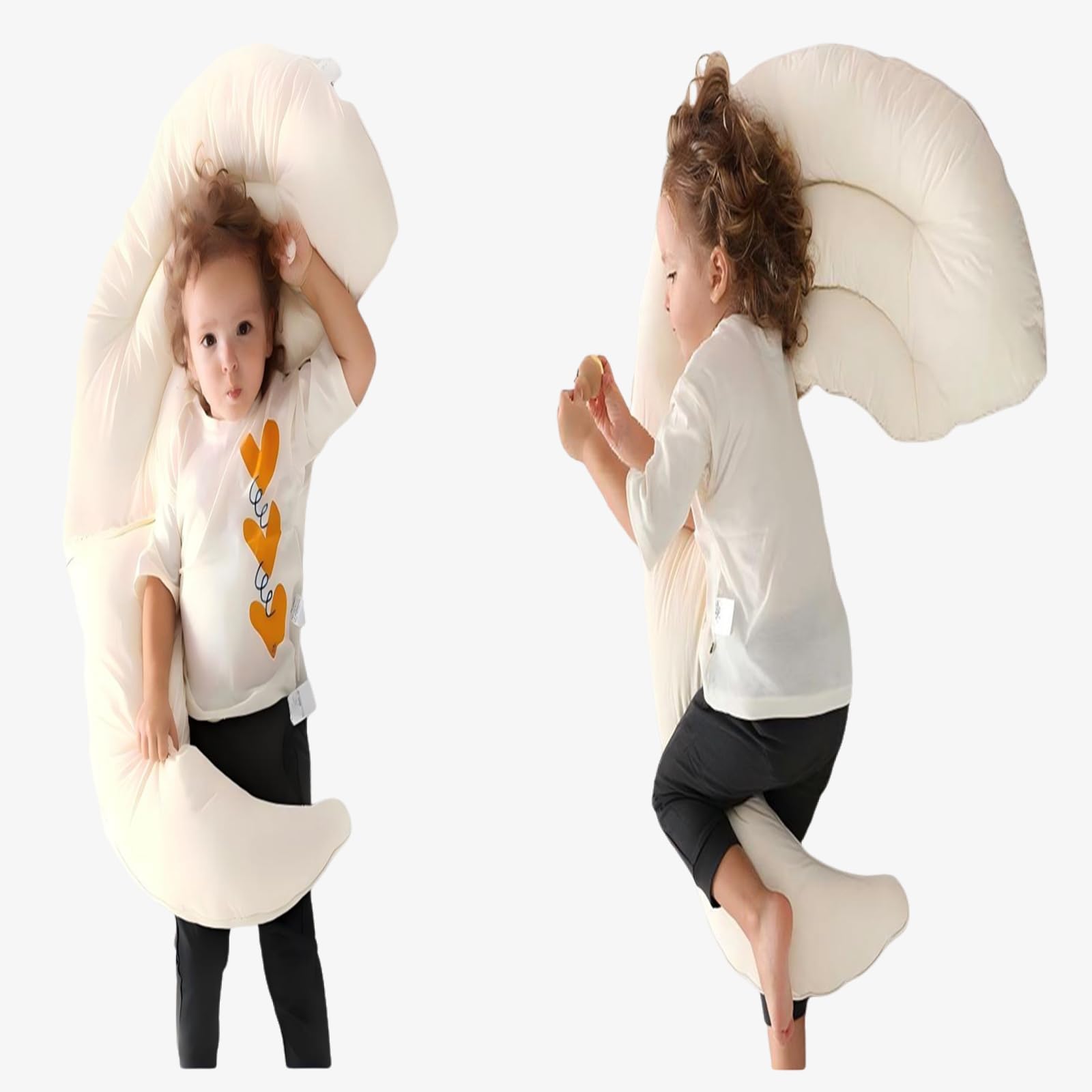 Almohada de dormir de algodón en forma de luna. Algodón de clase A respetuoso con la piel, ranura ergonómica en forma de U, soporte suave para cabeza y cuello, diseño biónico, ayuda a