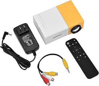 Mini Projector, Theater Portable Projector LED Projector Multimedia Player LED Video Projector for Home Theater Movie Projector (Yellow White)