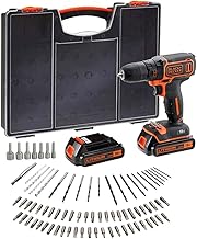 BLACK+DECKER BDC718AS2O-QW Akku-Bohrschrauber – 20 250 U/min – 2 Geschwindigkeiten – 80 Zubehörteile – Lieferung in Organizer, 18 V, 2 Akkus