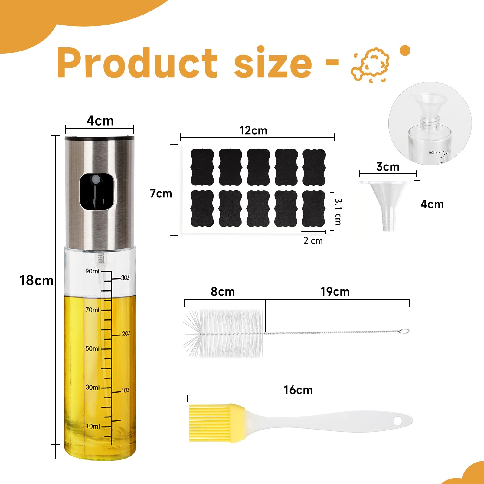 2 rozpylacz oleju do jadalnego oleju, szklana butelka, 2 x 100 ml, spray do gotowania, dla frytkownicy i grillowania