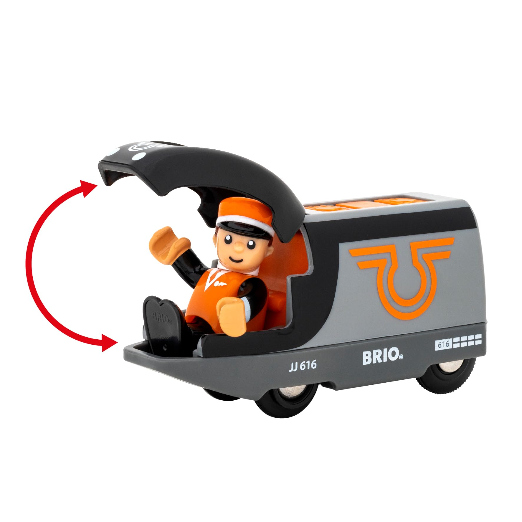 BRIO World - 36047 Orange-schwarzer Reisezug | Batteriebetriebener Spielzeugzug für Kinder ab 3 Jahren