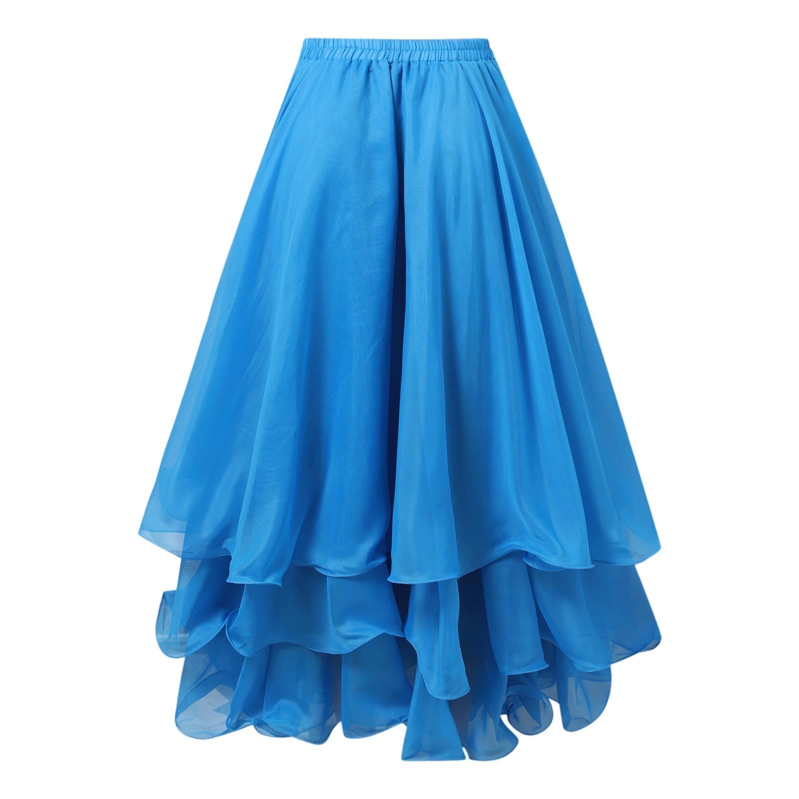 Generisch 2026 Gonna avvolgente in chiffon a tre strati con spacco alto, orlo arrotolato per spettacoli di danza del ventre durante le esibizioni di carnevale