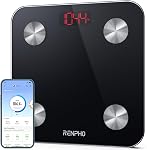 RENPHO Rechargeable Bluetooth Body Fat Scale, Elis 1 Smart Bathroom Digital Weight Scale with Smartphone App, Body Composition Monitor for Body Fat, BMI, Bone Mass, Weight, 396 lbs Black