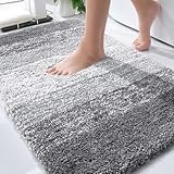 OLANLY Bathroom Rugs Mat 34x21, Extra Soft Absorbent Microfiber Bath Rugs, Rubber Backing, Quick Dry, Machine Washable Bath Mats for Bathroom Floor, Tub and Shower, Home Decor Accessories, Grey