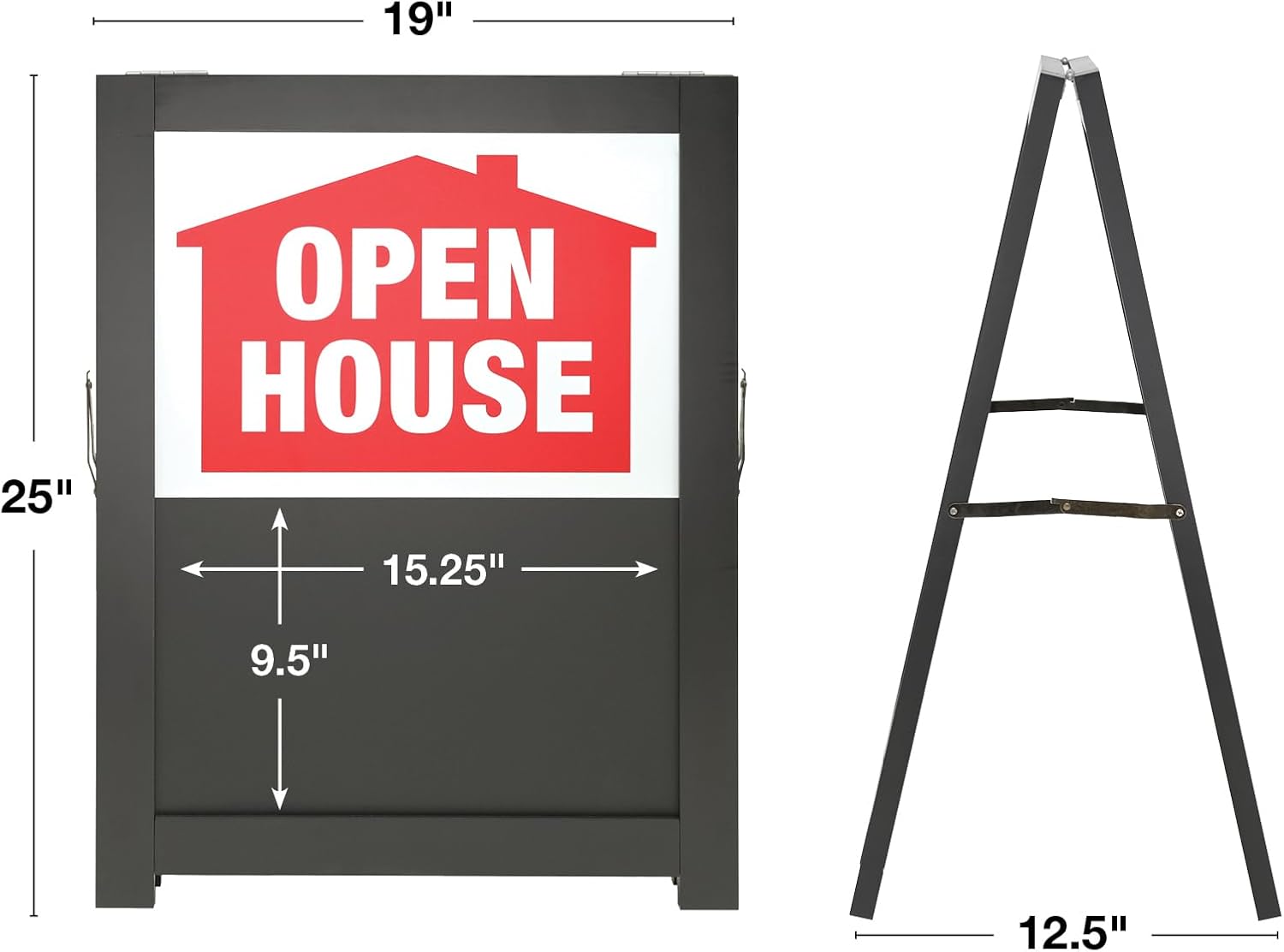 Excello Global Products 19"x25" Dual-Sided Open House A-Frame Sidewalk Sign with Chalkboard19 x25 Open House A-Frame