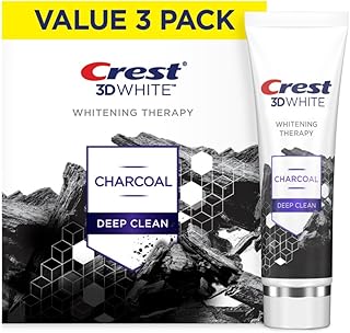 Crest 3D White Whitening Therapy Charcoal Deep Clean Invigorating Mint Teeth Whitening Toothpaste, 4.6 oz Pack of 3, Anticavity Fluoride Toothpaste, Gently Brightens Teeth, Strengthens Enamel