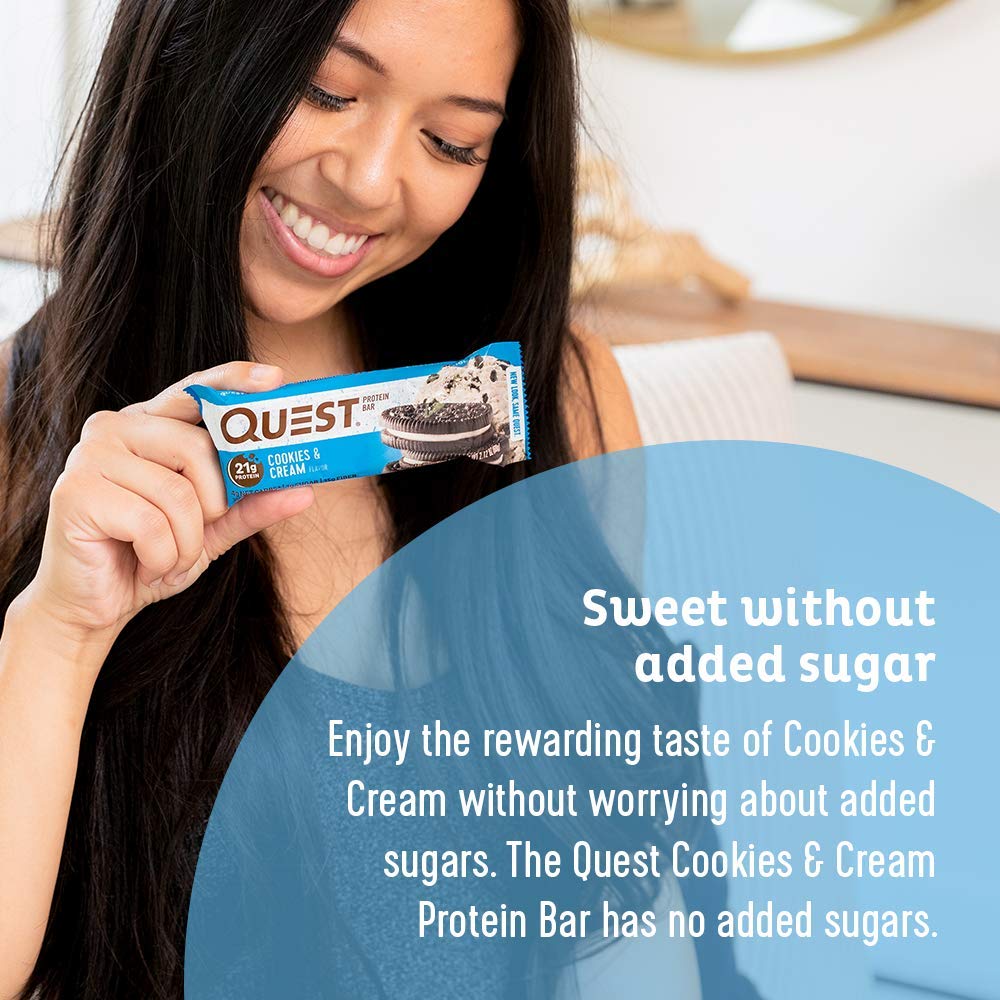 Quest Nutrition Cookies & Cream Protein Bar, High Protein, Low Carb