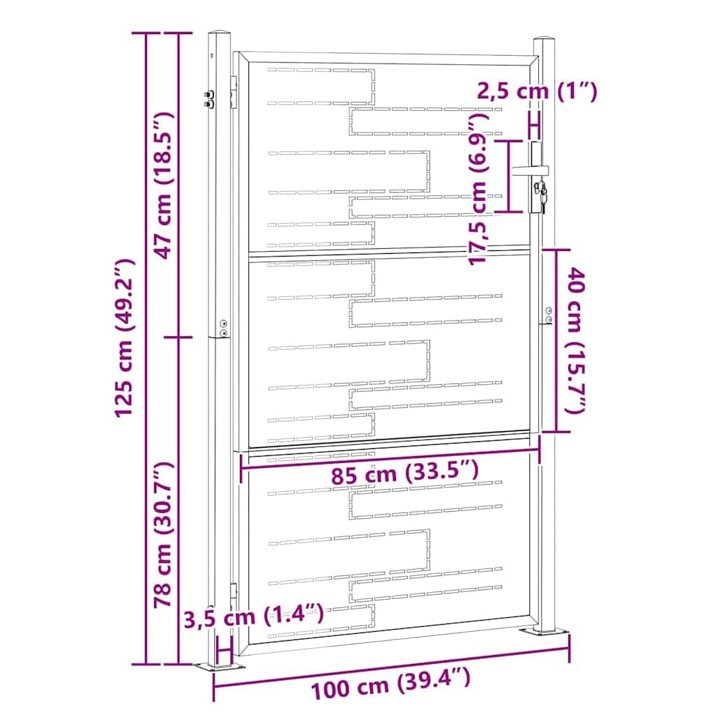 vidaXL Puerta de jardín Plateado 85 x 120 cm Acero Inoxidable, Puerta Moderna para jardín y terraza, Barrera Rectangular de Acero, Entrada Exterior Segura, Separador Resistente