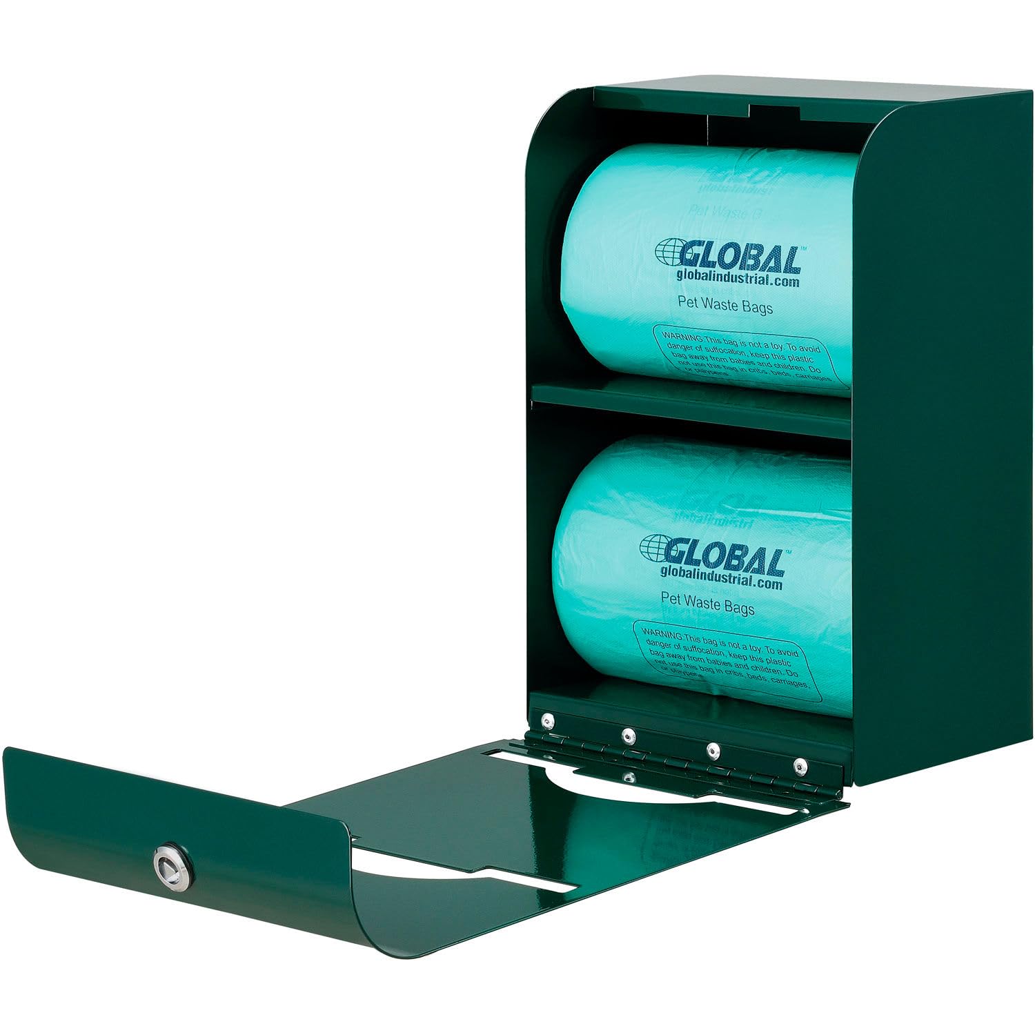 Global Industrial Bolsas de plástico para residuos de mascotas con asas, color verde, 400 bolsas/rollo