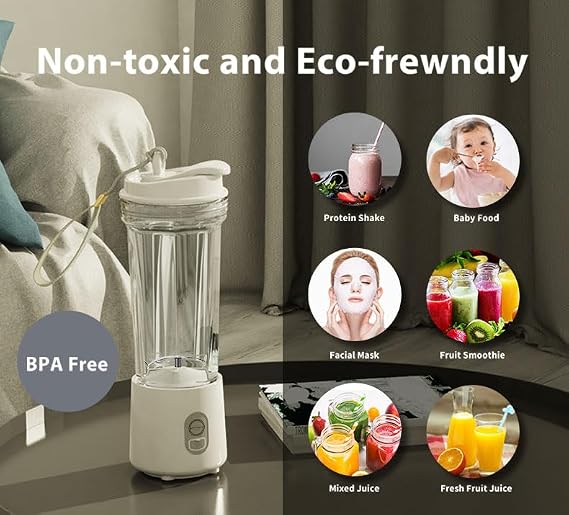 Portable Blender for Smoothies and Shakes & Ice Crushing, One-Button-Operation Smoothie Maker, 16.9 oz, Mini Blender with Six Blades for Baby Food,Travel,Gym
