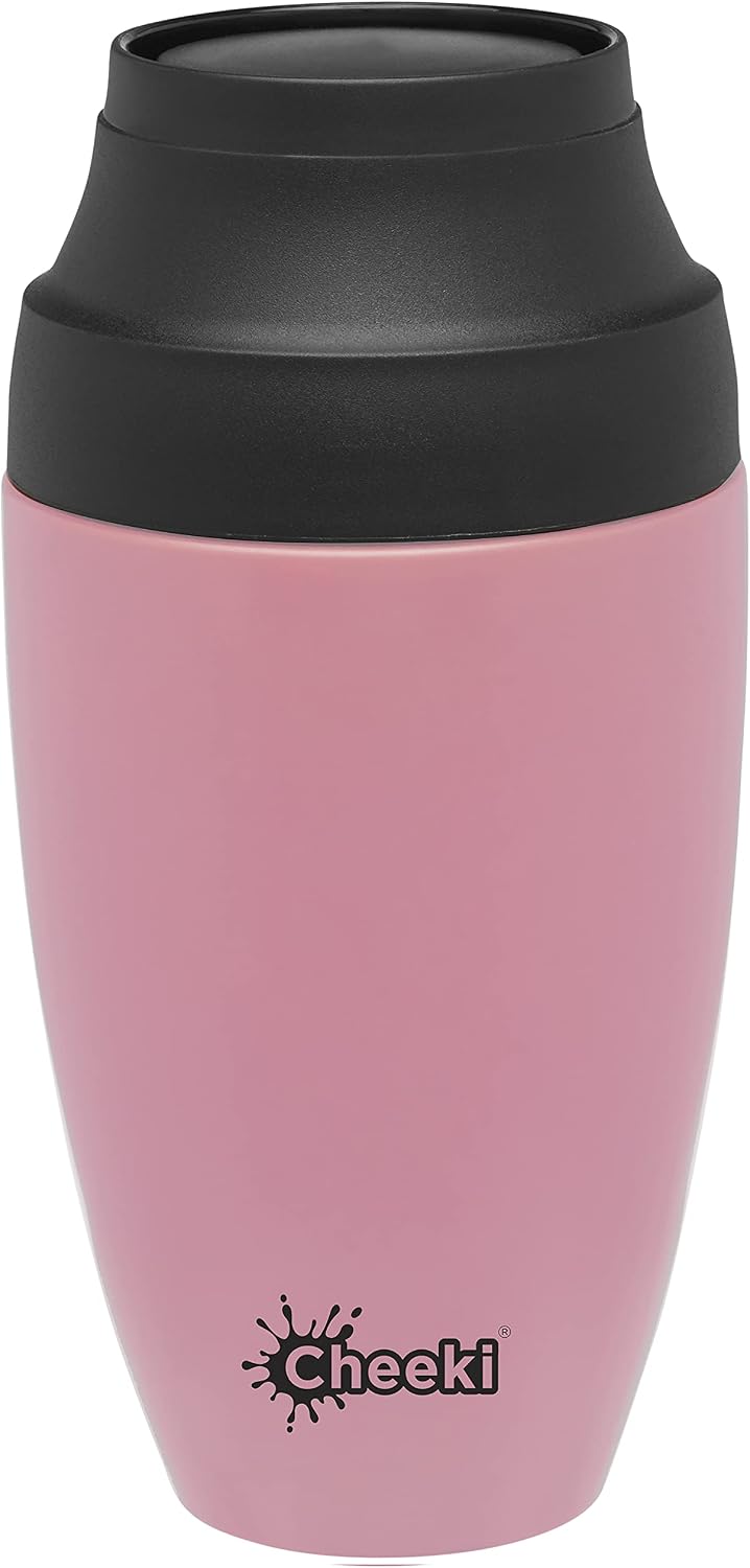 CHEEKI 350ml - Double-Walled Insulated Coffee Mug | BPA Free Leak Proof Travel Mug | Reusable Coffee Tumbler (Pink)