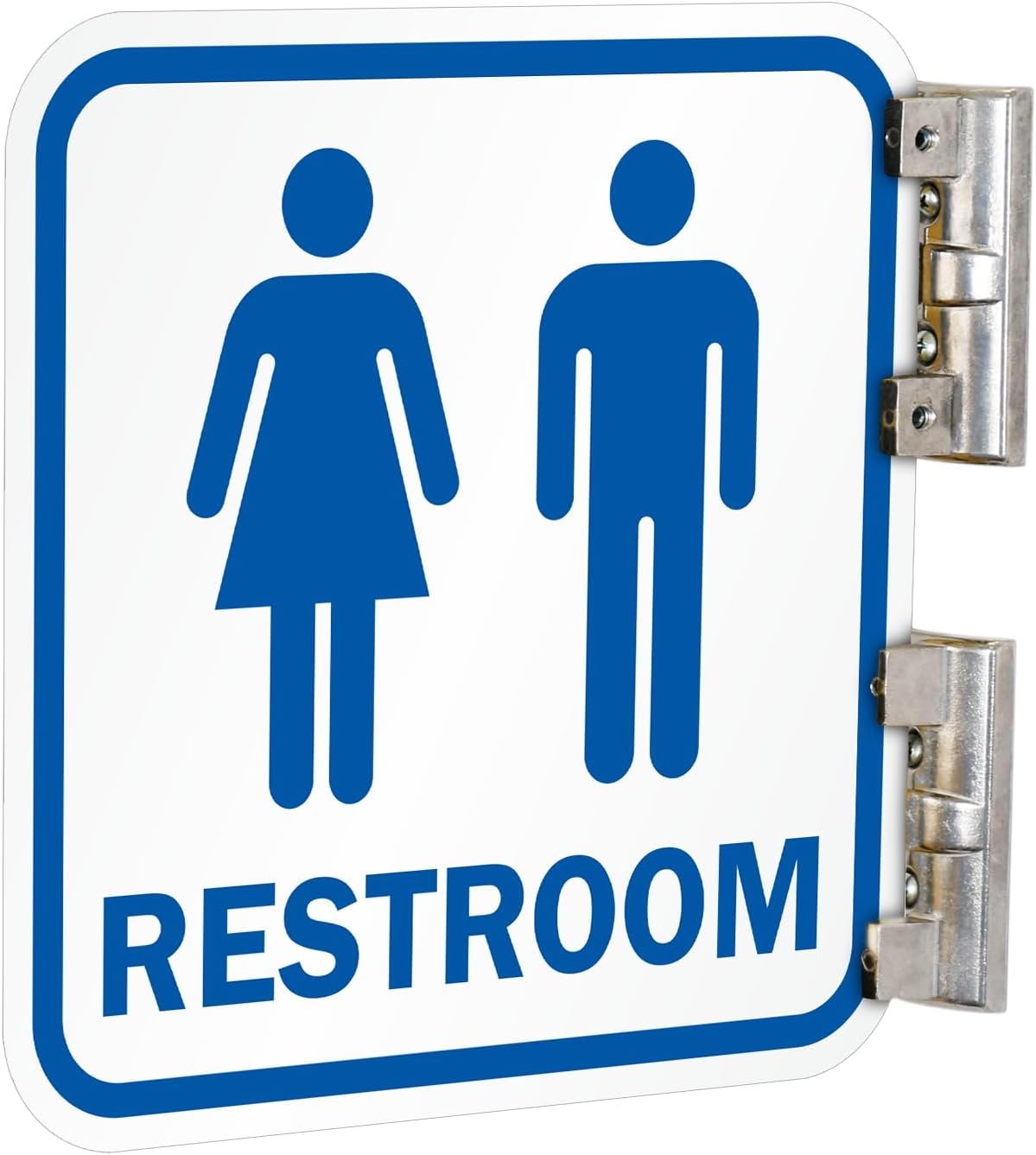 SmartSign Double-Sided Unisex Restroom aluminum sign, 12" x 12", 63 mil Laminated Aluminum, Fade-Resistant, Bathroom Sign for Hallways, USA-Made, Blue/White