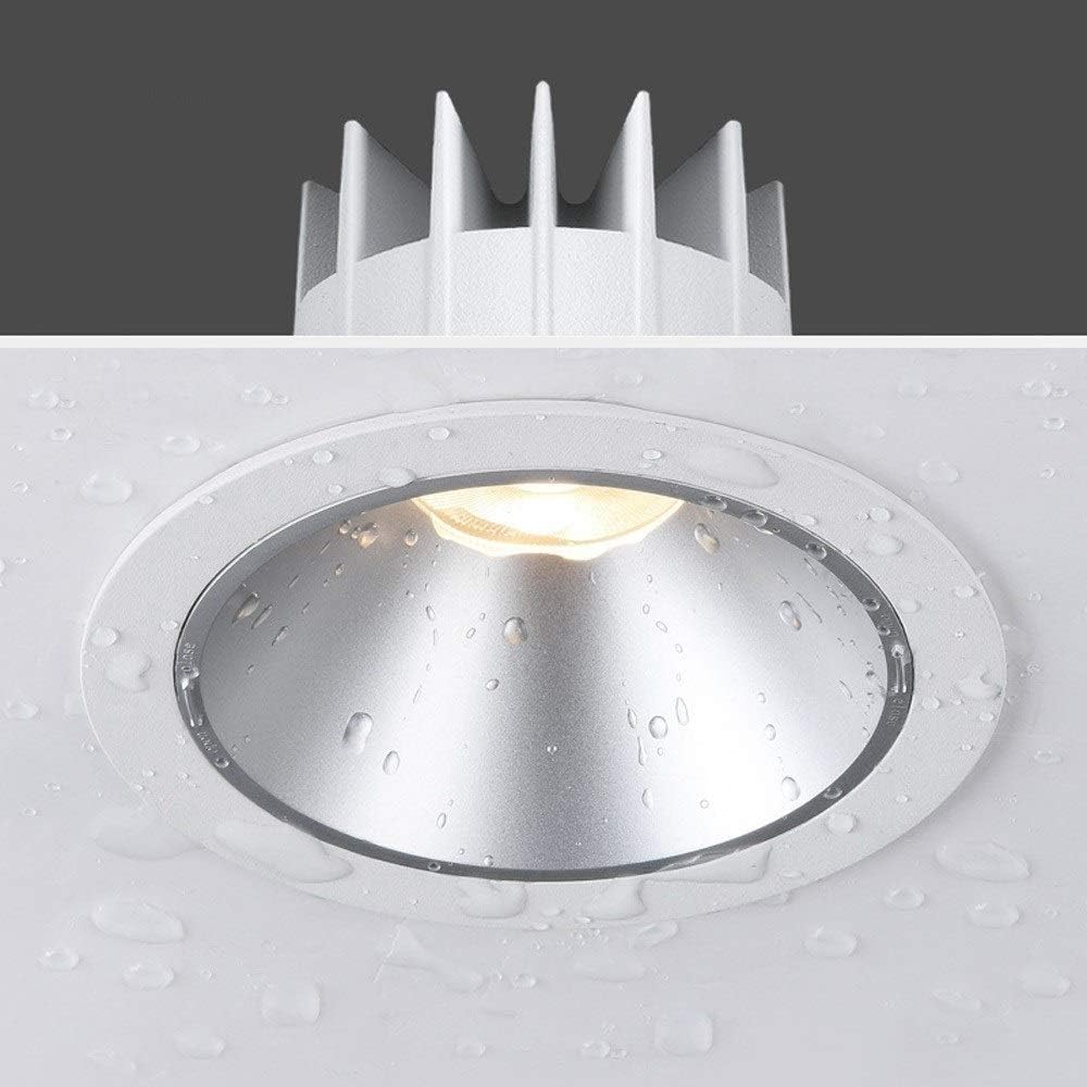 12W Silver COB LED Recessed Spotlight Waterproof and Anti-Fog LED Recessed Downlight for Bathroom Kitchen 85-95mm Mounting Aperture Recessed Ceiling Light High Brightness (Color : 4000k)