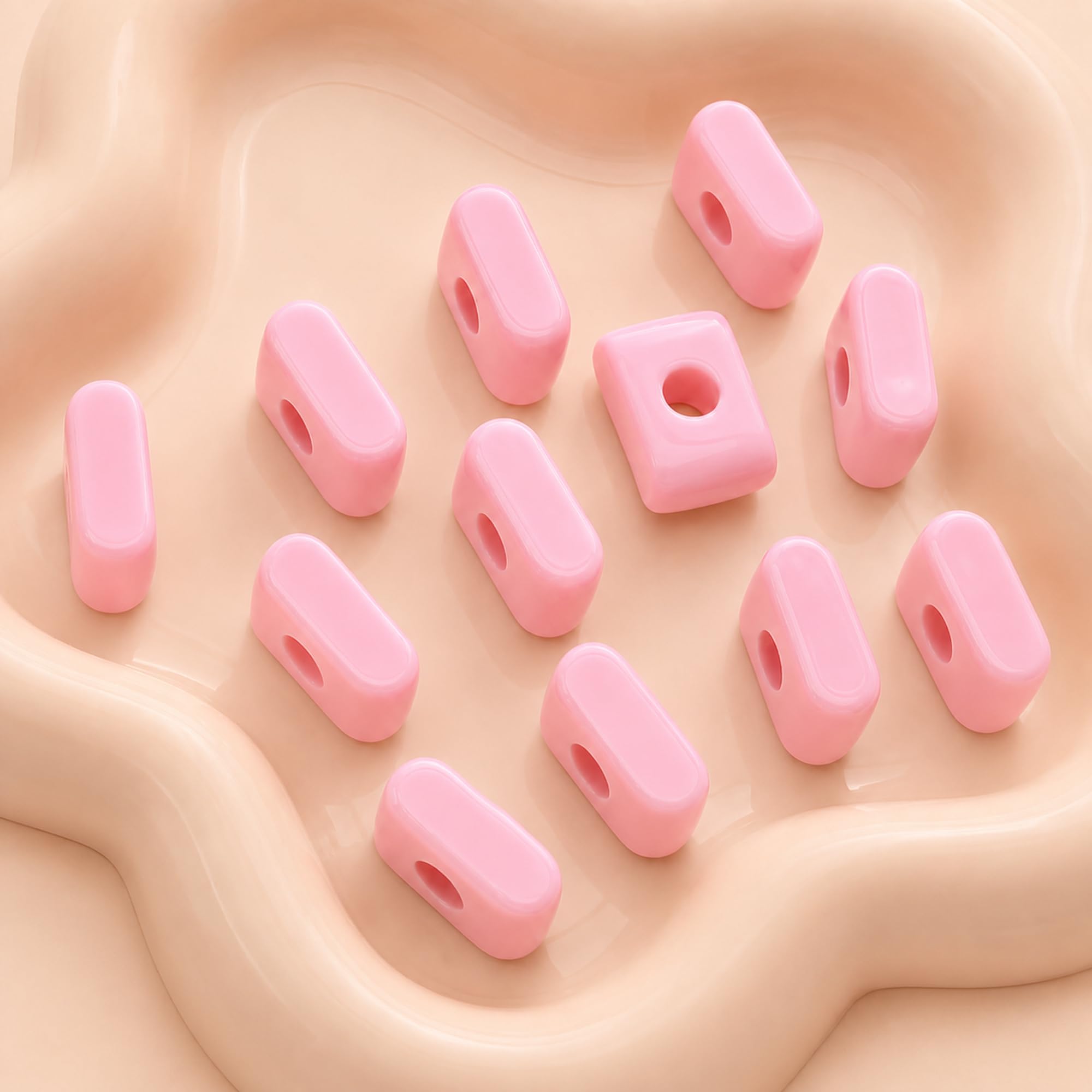 Letter Beads, 10pcs Alphabet Beads, Large Acrylic Letter Beads with 6mm Holes for Bracelet Making, Jewellery, Keyrings and Craft Projects (Light Pink, Letter I)