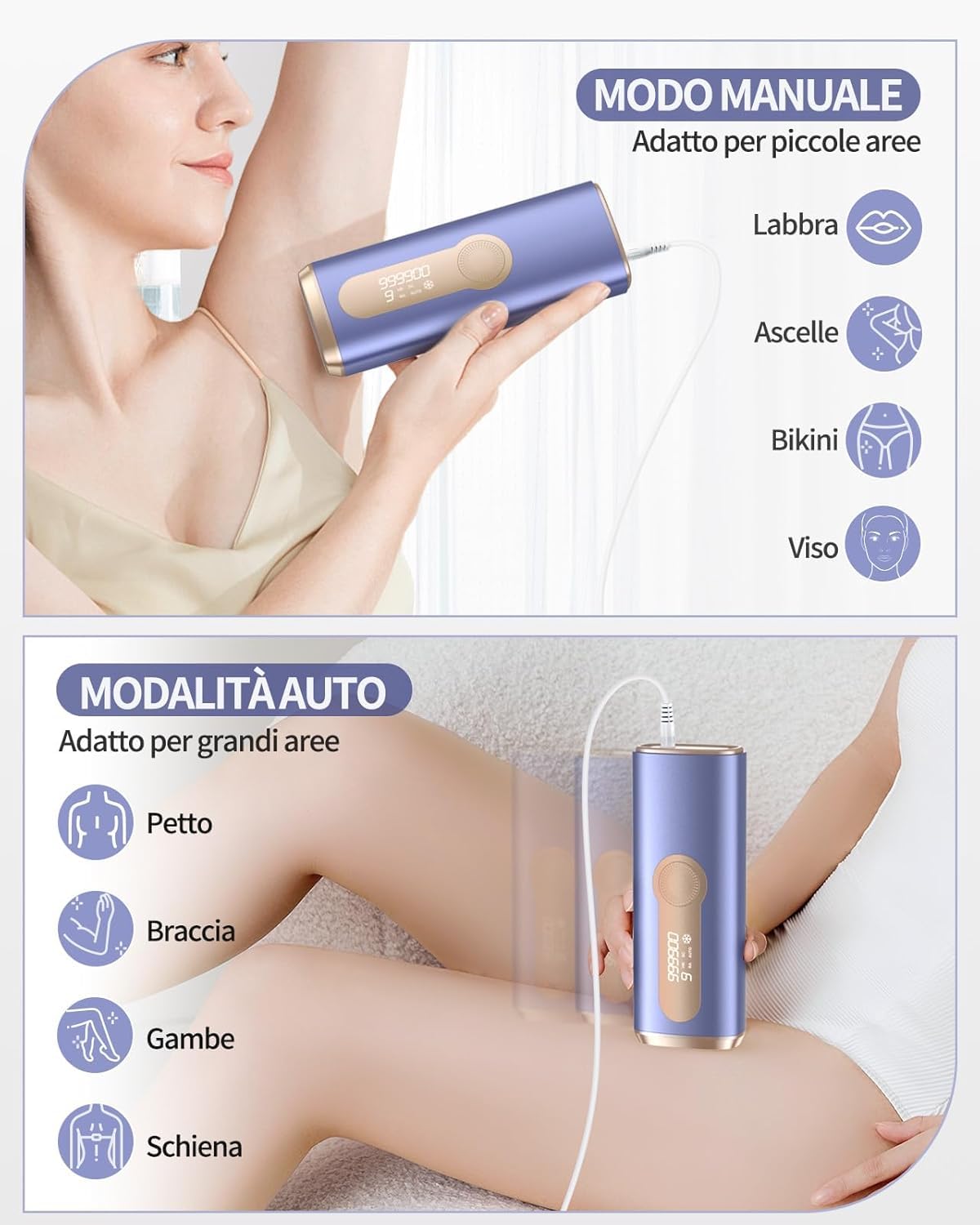Haarlosy Epilatore Luce Pulsata con Funzione di Raffreddamento 5℃ LCN1210 | 3 IN 1 IPL Epilatore Laser per Donna e Uomo, 9 Livelli di Energia Regolabile Adatto a Corpo, Viso, Ascelle, Gambe Sensibili