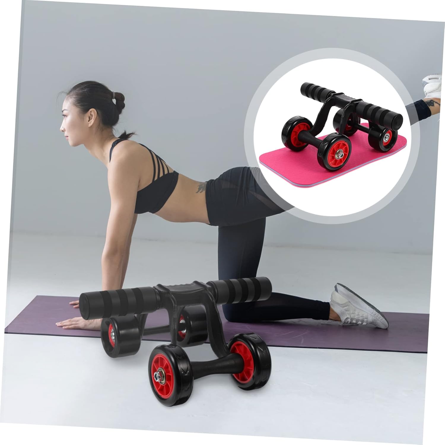 1set Four-wheel Abdominal Roller for Core Strength Training Non- Ab Exercise Equipment for Home and Gym Workouts Suitable for Beginners and Advanced Users
