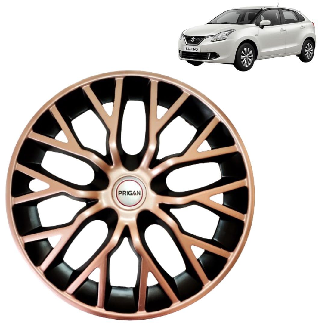 PRIGAN Baleno (Delta & Sigma Only) Copper Black Wheel Cover 15 Inch for Maruti Baleno (Set of 4 Pcs) (Press Fitting) Model- Phantom_Copper_15