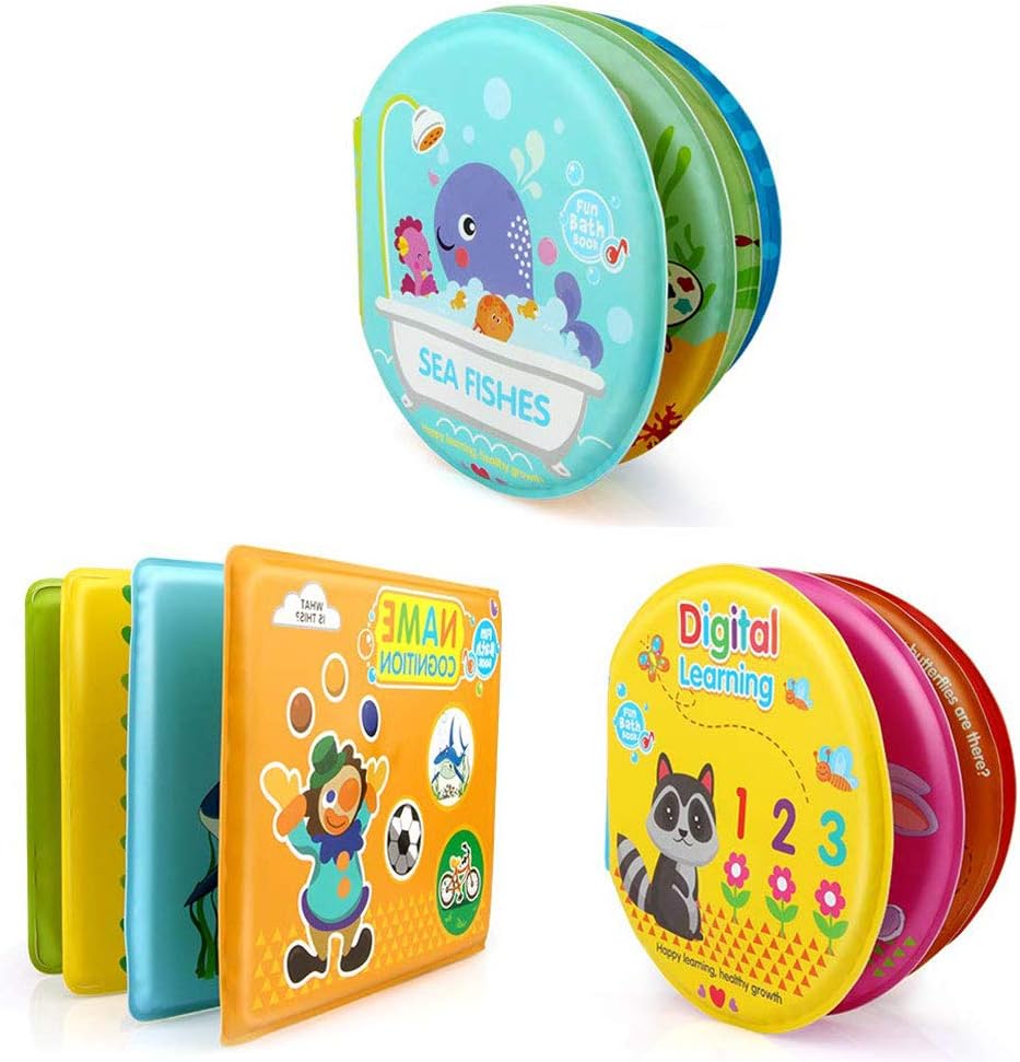HOMNIVEBaby Bath Books Educational Waterproof Baby Bathtime Plastic Books for Toddlers Infants Children Boys and Girls