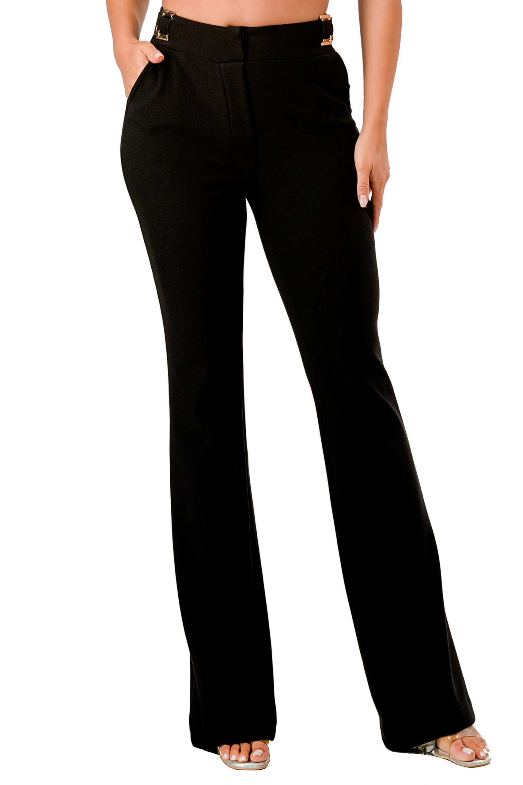 ShoSho Womens High Waist Palazzo Wide Leg Pants Straight Leg Trousers with Self Tie