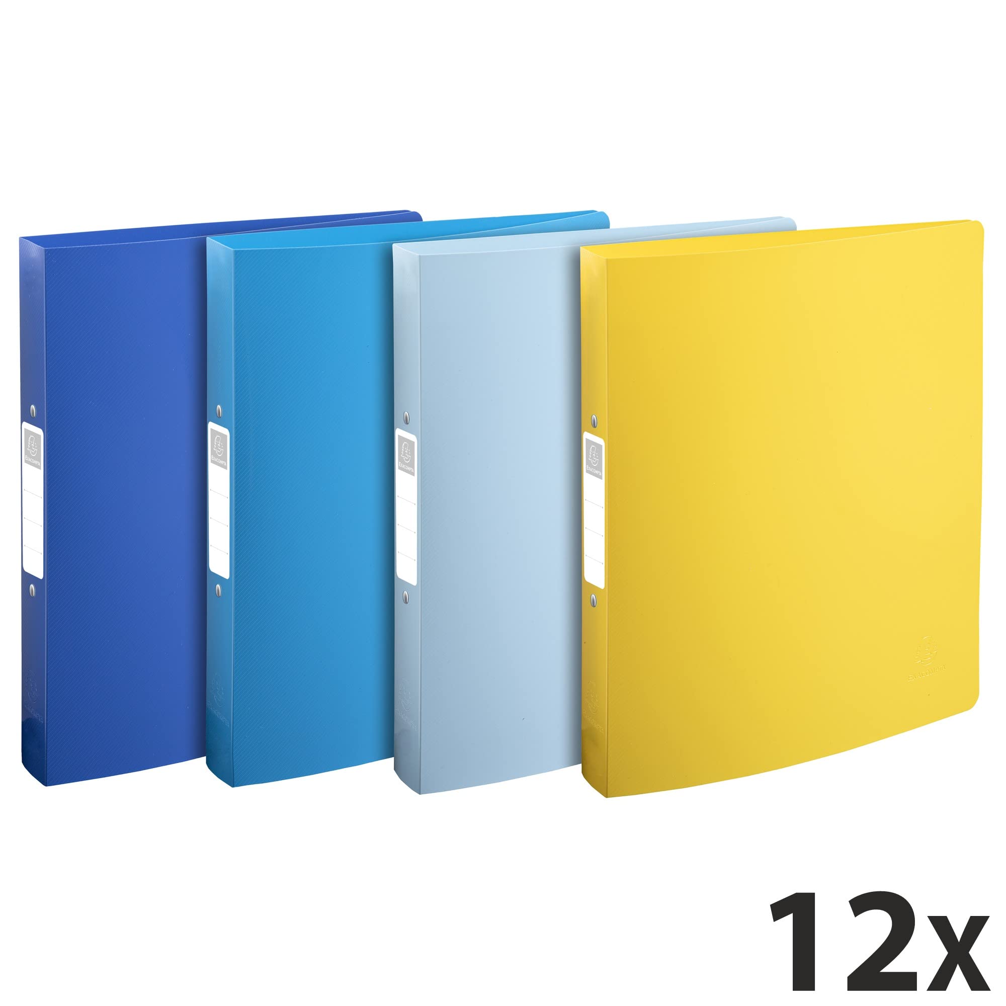 Exacompta 12 raccoglitori semirigidi Bee Blue A4 2 anelli assortiti