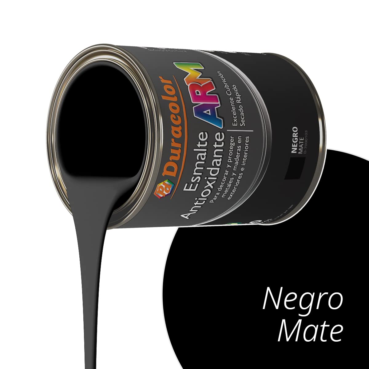 Esmalte Antioxidante ARM - Color Negro Mate - 4 Litros - Superficie Exterior e Interior - Acabado Mate y de Rápido Secado - Excelente Dureza y Resistencia - Duracolor