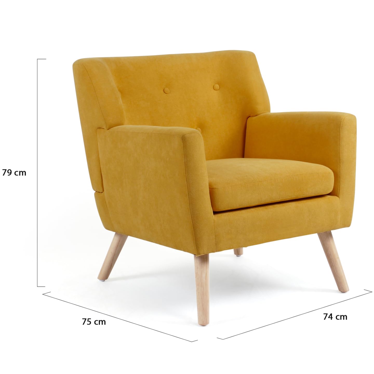 IDMarket - Poltrona scandinava in tessuto giallo senape LIV