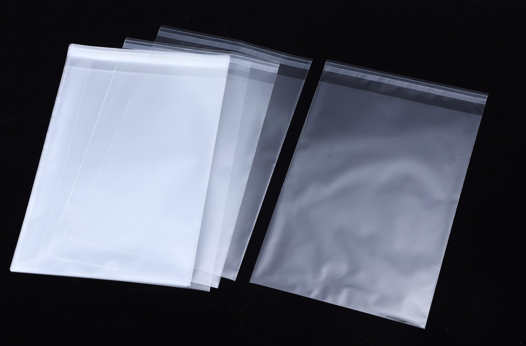 MORIDA Bolsas de celofán transparente autoadhesivas de 12 x 16 pulgadas, 50 bolsas de galletas, bolsas de caramelos, bolsas de golosinas resellables, bolsas de plástico autosellables para regalos,