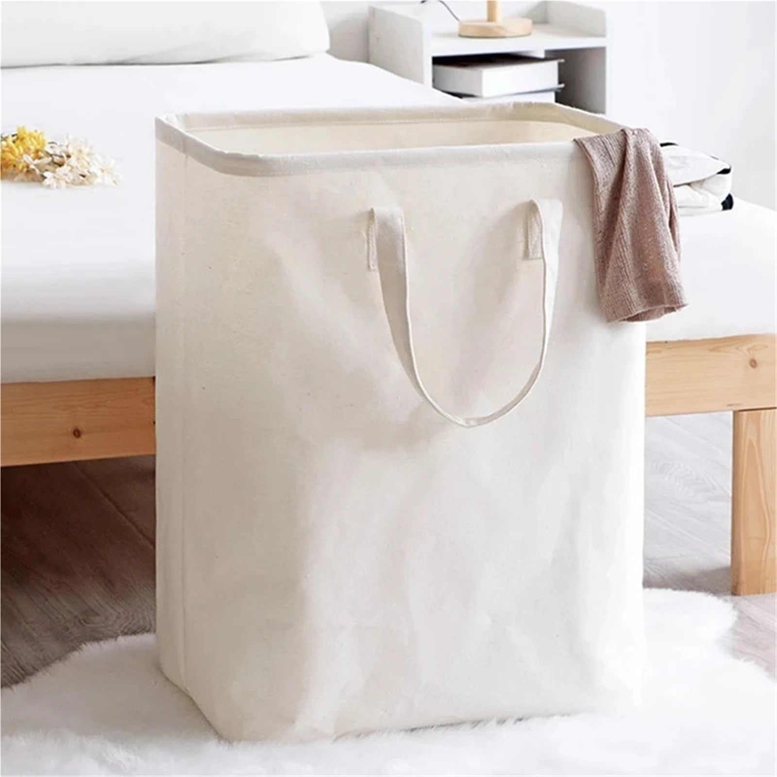 WäSchekorb Zusammenklappbarer Wäschekorb aus Segeltuch im Vertragsstil for schmutzige Kleidung, wasserdichter Eimer-Wäschekorb FüR Wohnheim(Grey)
