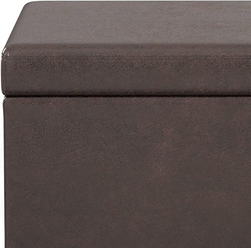 Miniatura 172 de Otomana rectangular de almacenamiento de cuero sintético Simpli Home Avalon., Cuero, Marrón Azul,Marrón Chocolate,Cloud gris,Gris oscuro,Azul