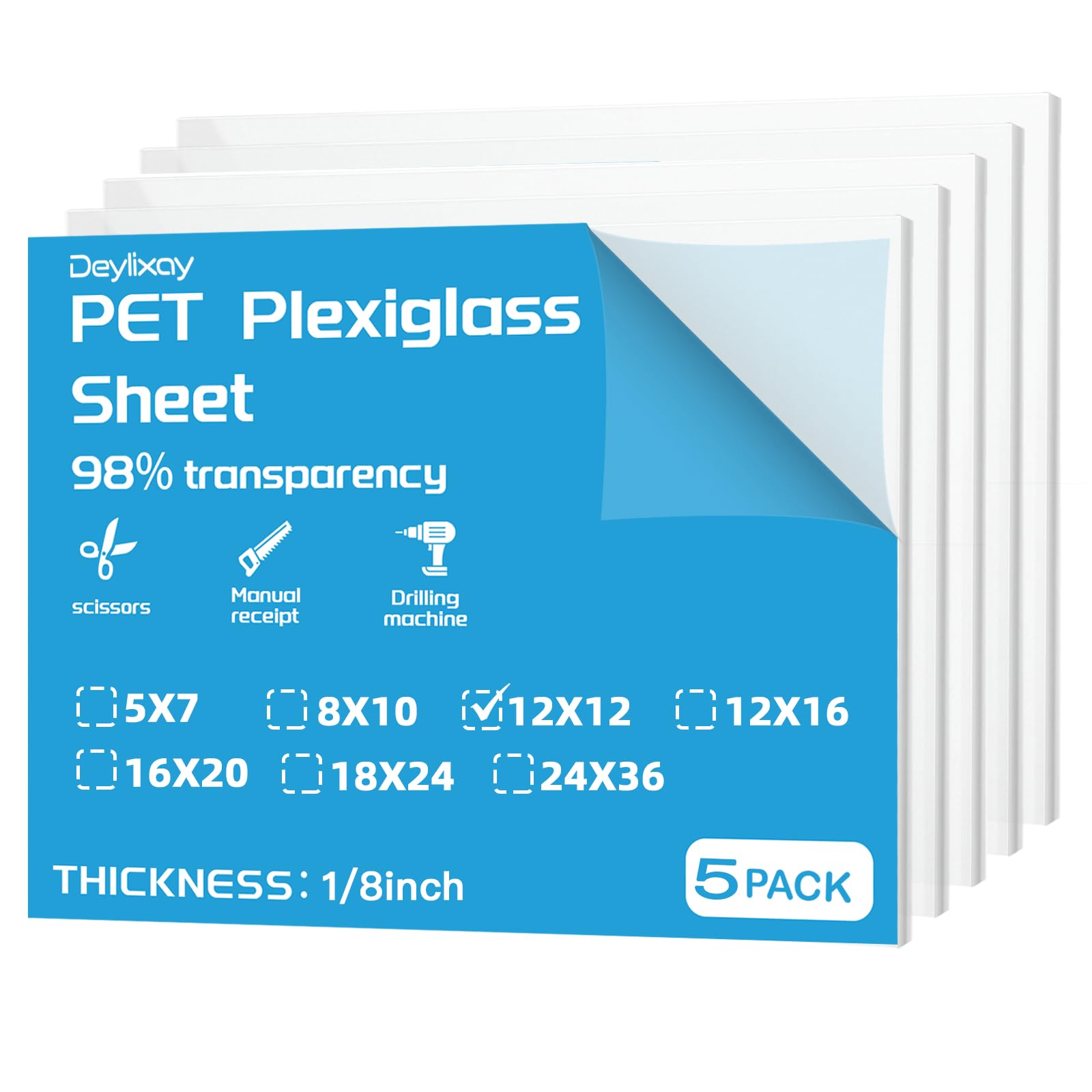 Clear Plexiglass Sheets - 3 Pack 1/4 Inch -15