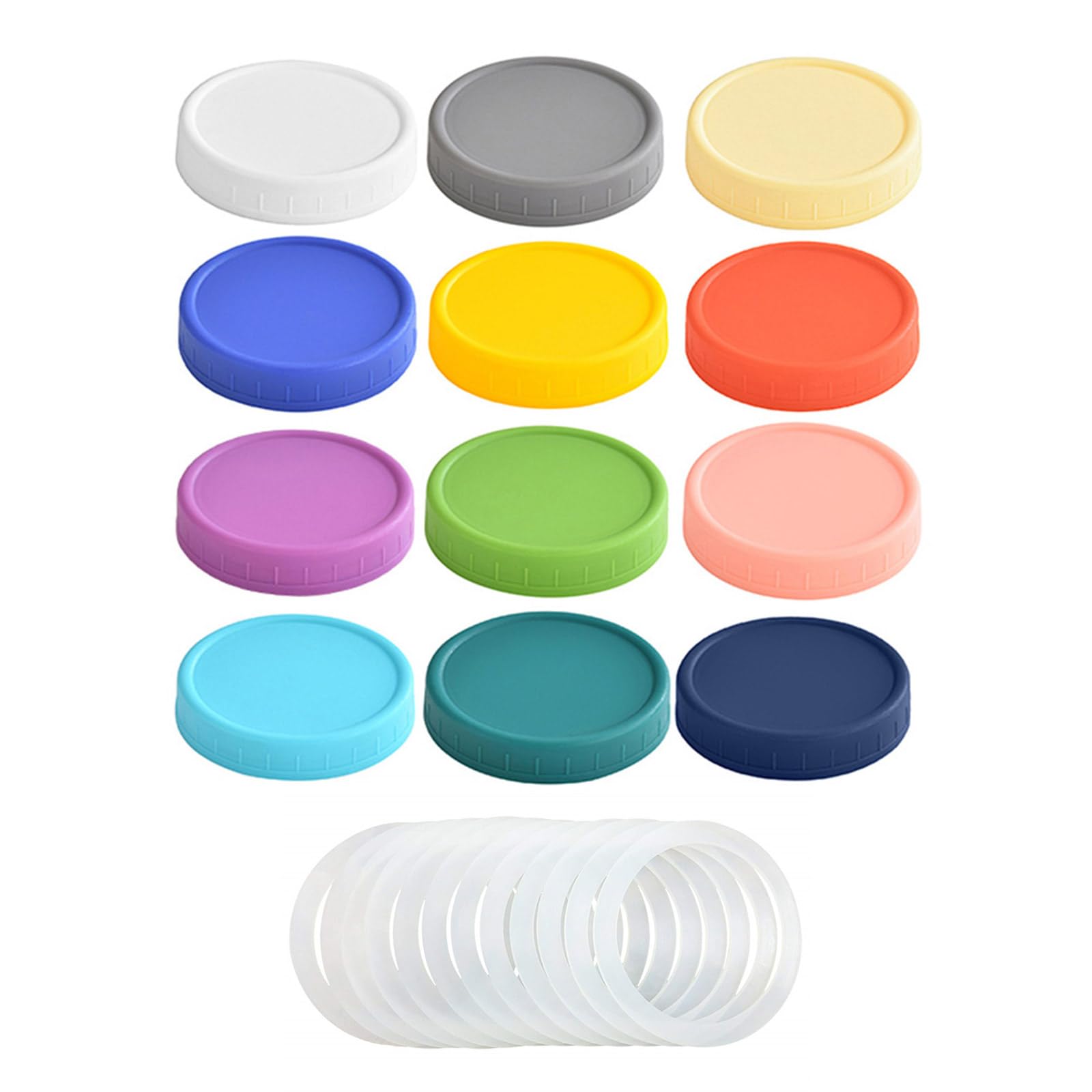 NVOQILIN 12 Pieces 7CM Masons Jar Lids Colorful Leak Proof Food Safe Storage Covers Canning Accessories Jar Lids